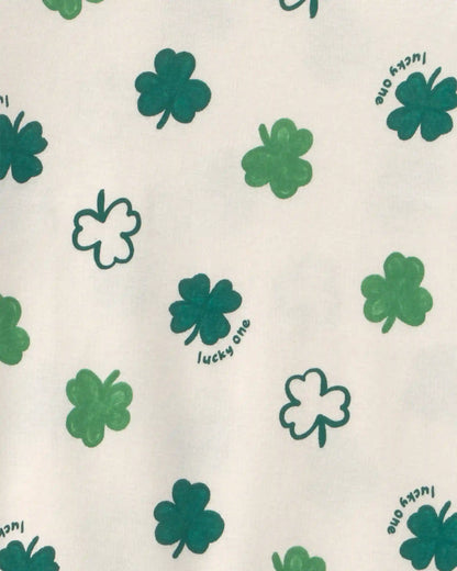 Kids St Patrick's Day Cotton Snug Fit 2-Piece Pajama Set - Green/Cream