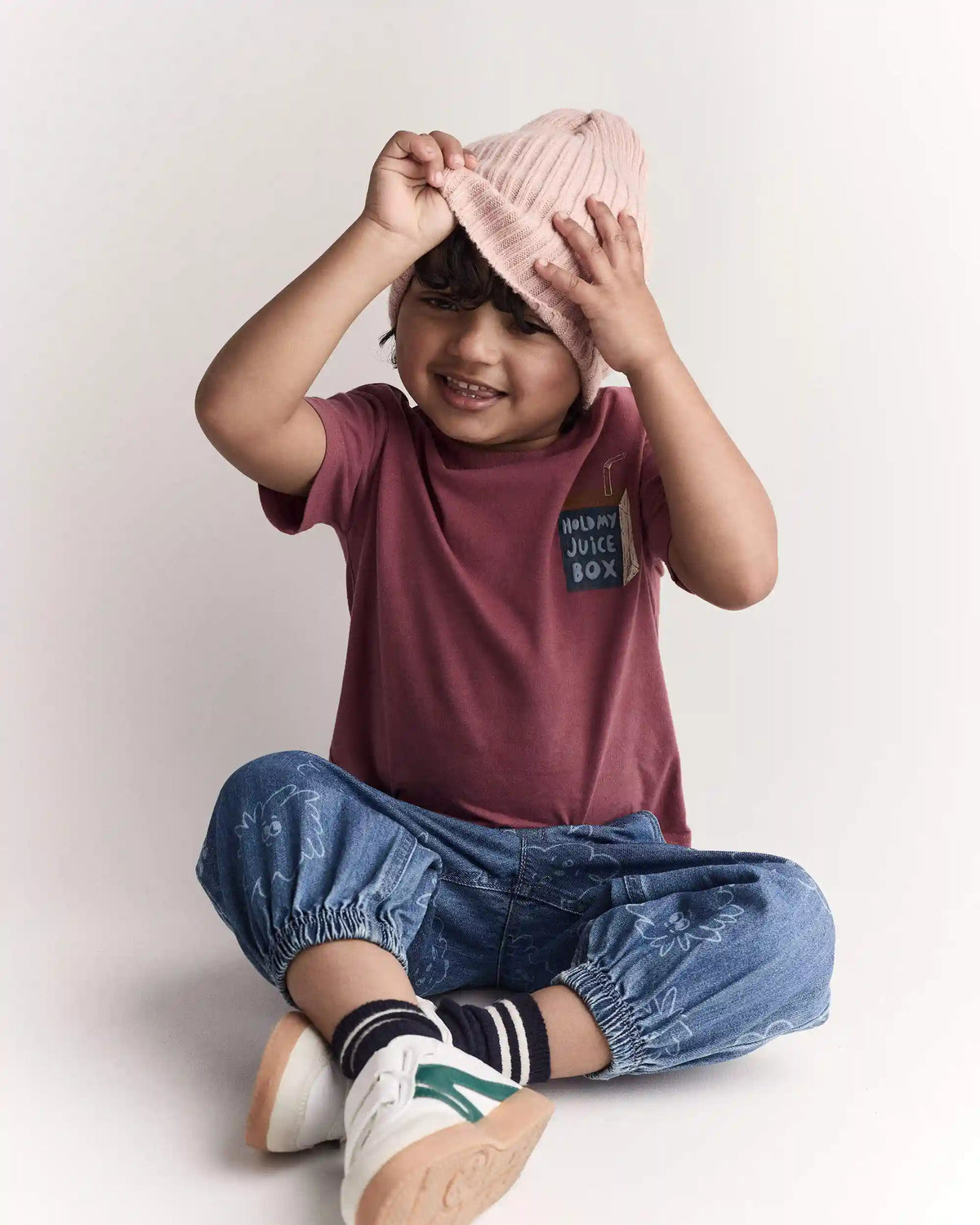 Toddler 'Hold My Juice Box' Short-Sleeve Relaxed Graphic Tee - Burgundy