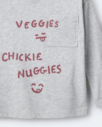 Toddler 'Chicken Nuggies' Long-Sleeve Pocket Graphic Tee - Heather Grey