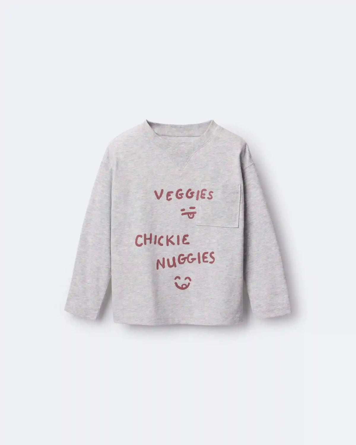 Toddler 'Chicken Nuggies' Long-Sleeve Pocket Graphic Tee - Heather Grey