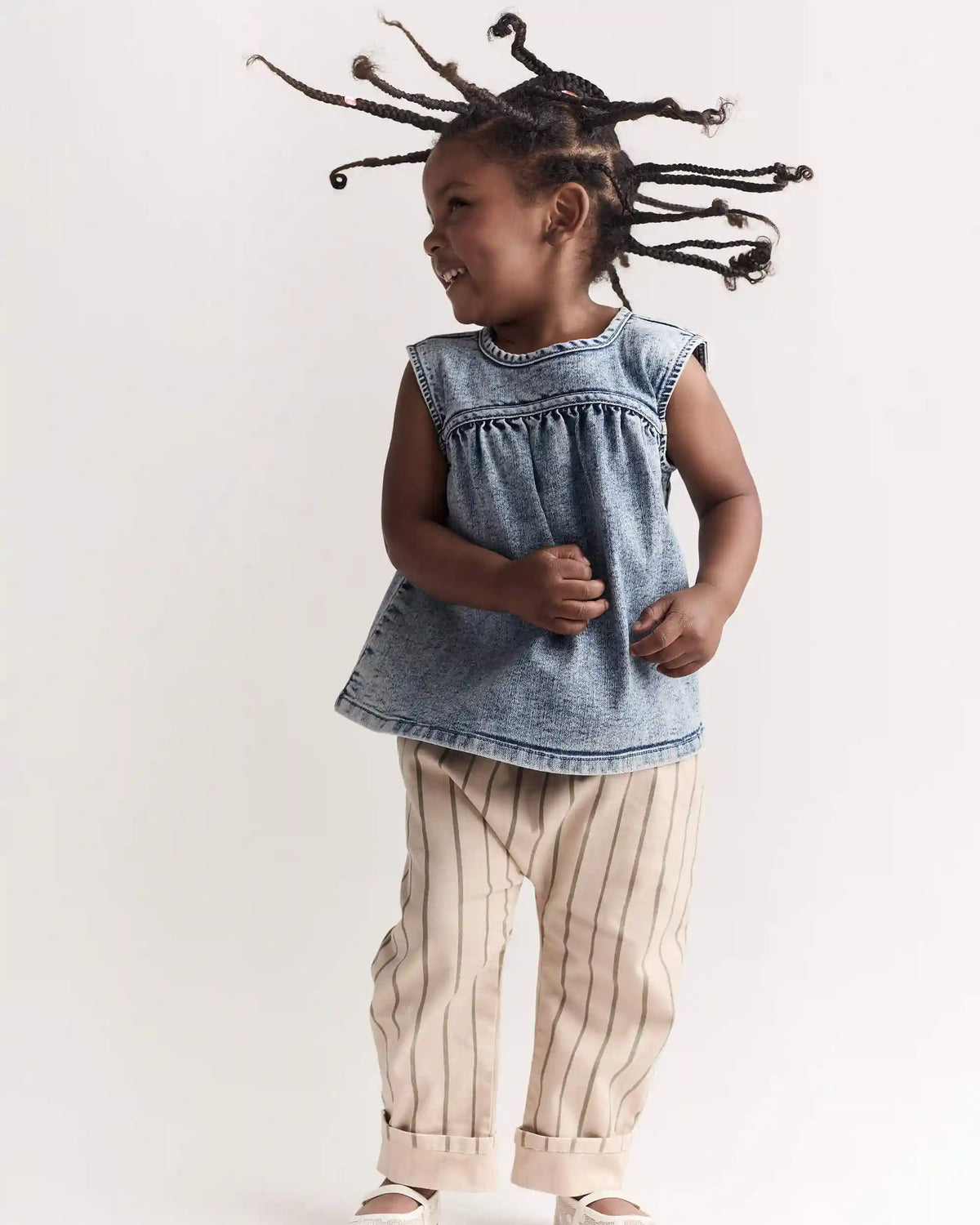 Toddler Girl Sleeveless Denim Top in Avenue Wash - Blue