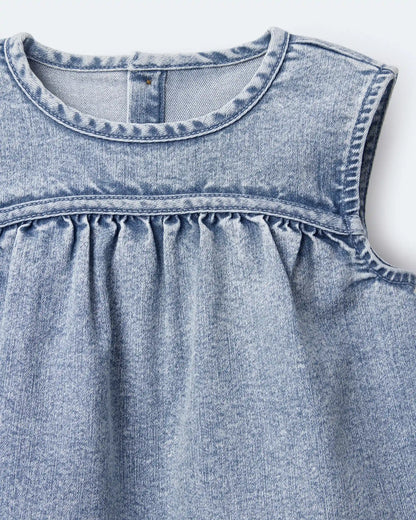 Toddler Girl Sleeveless Denim Top in Avenue Wash - Blue