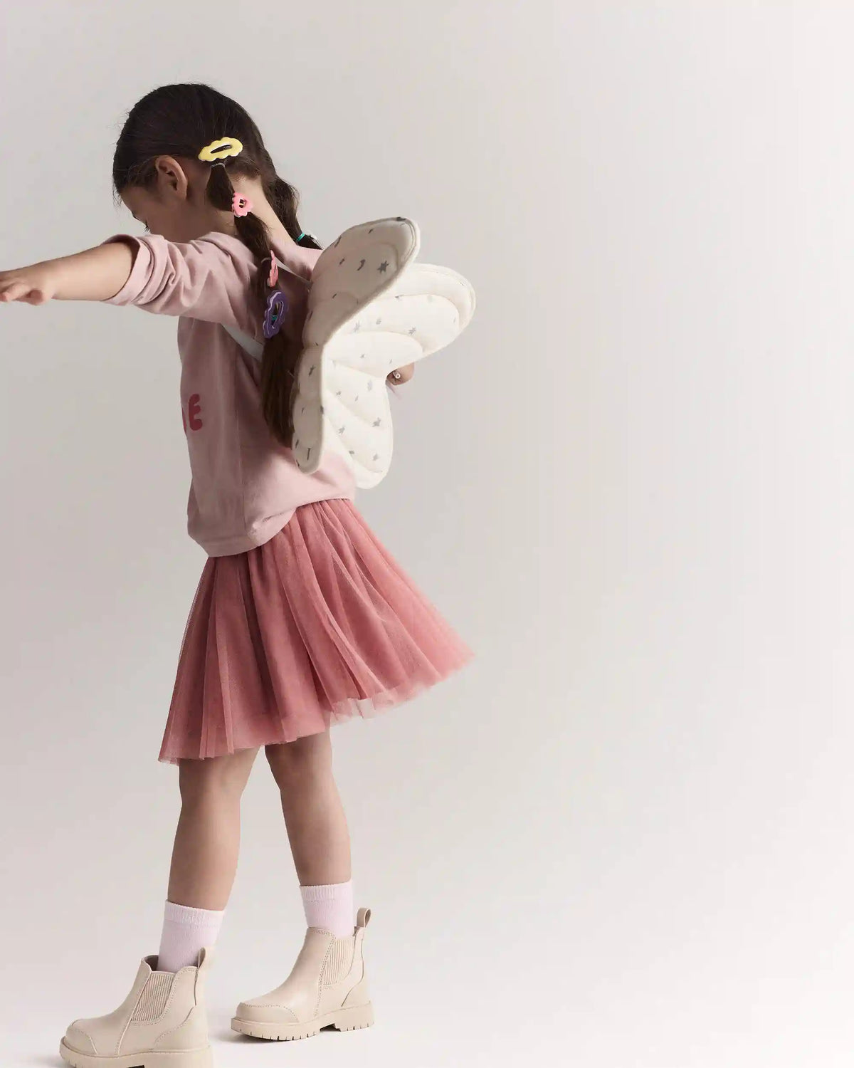 Toddler Girl Celestial Dress Up Wings - Cream/Silver