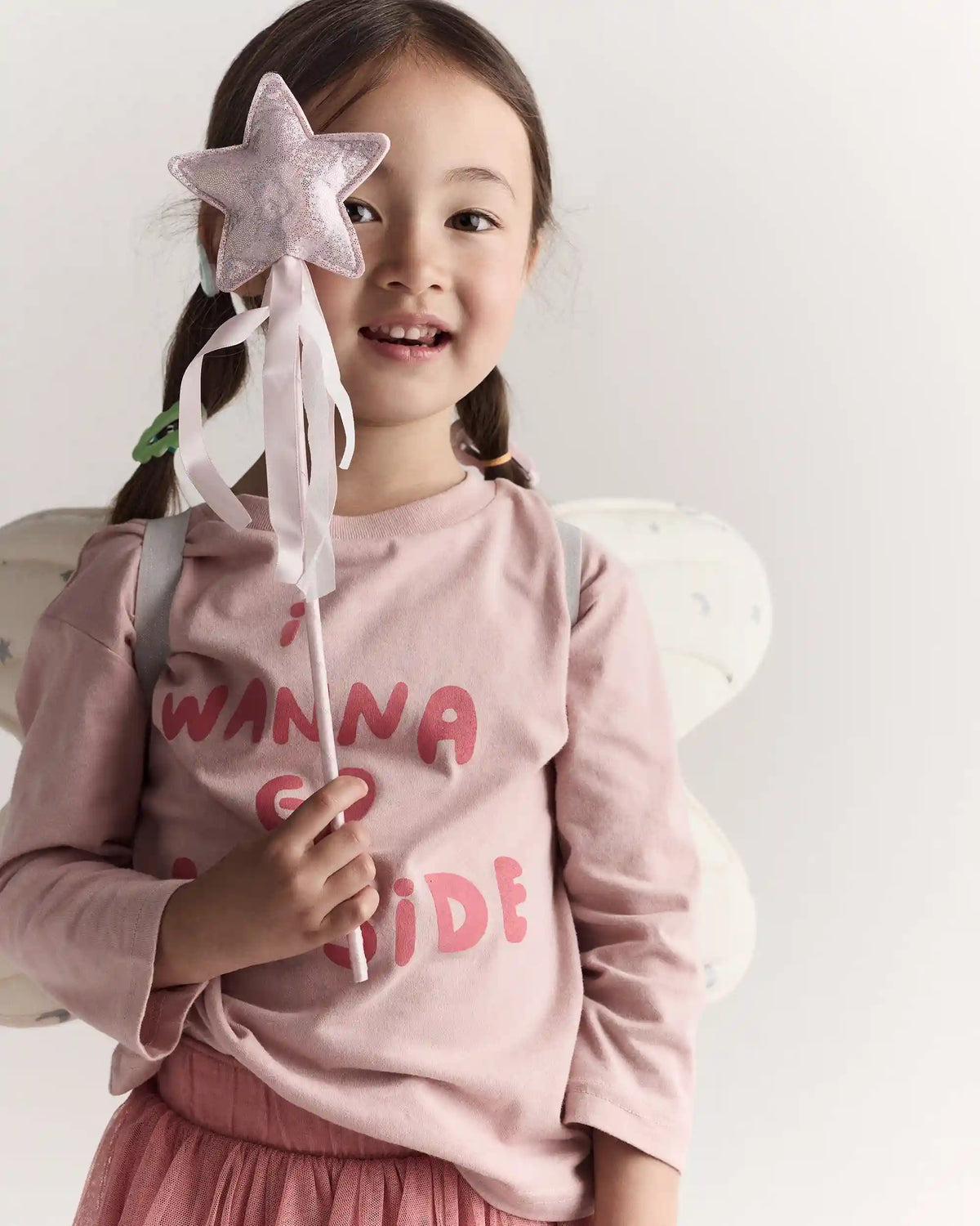 Toddler Girl Celestial Dress Up Wings - Cream/Silver
