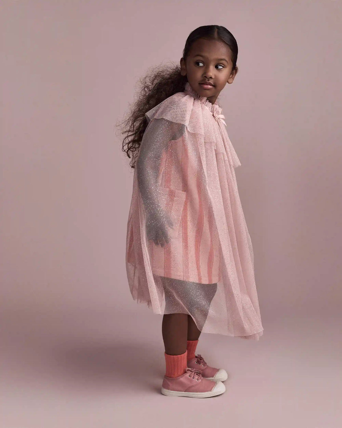 Toddler Girl Confetti Dress Up Cape - Light Pink