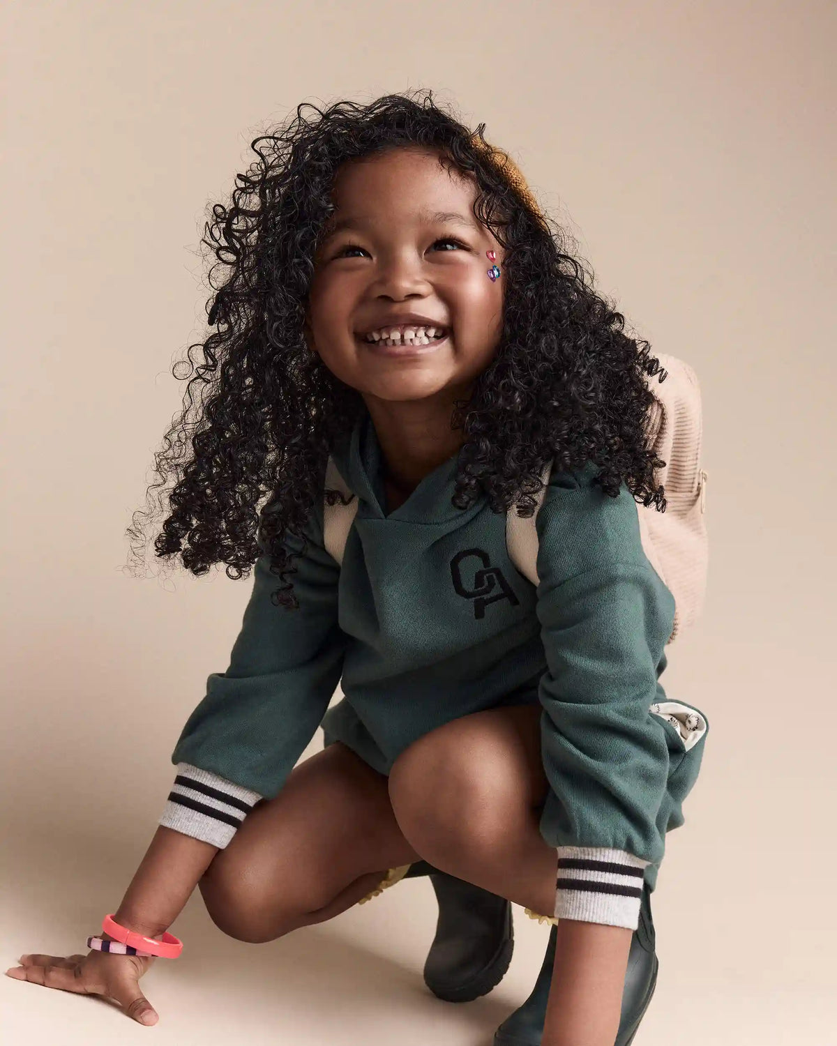 Toddler Girl Long-Sleeve Hooded Sweatshirt Dress - Green