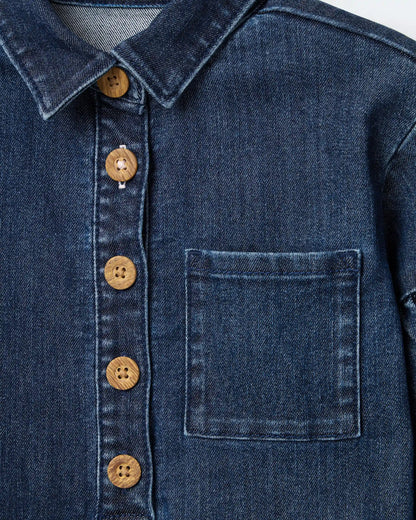 Toddler Girl Puff-Sleeve Denim Dress - Blue