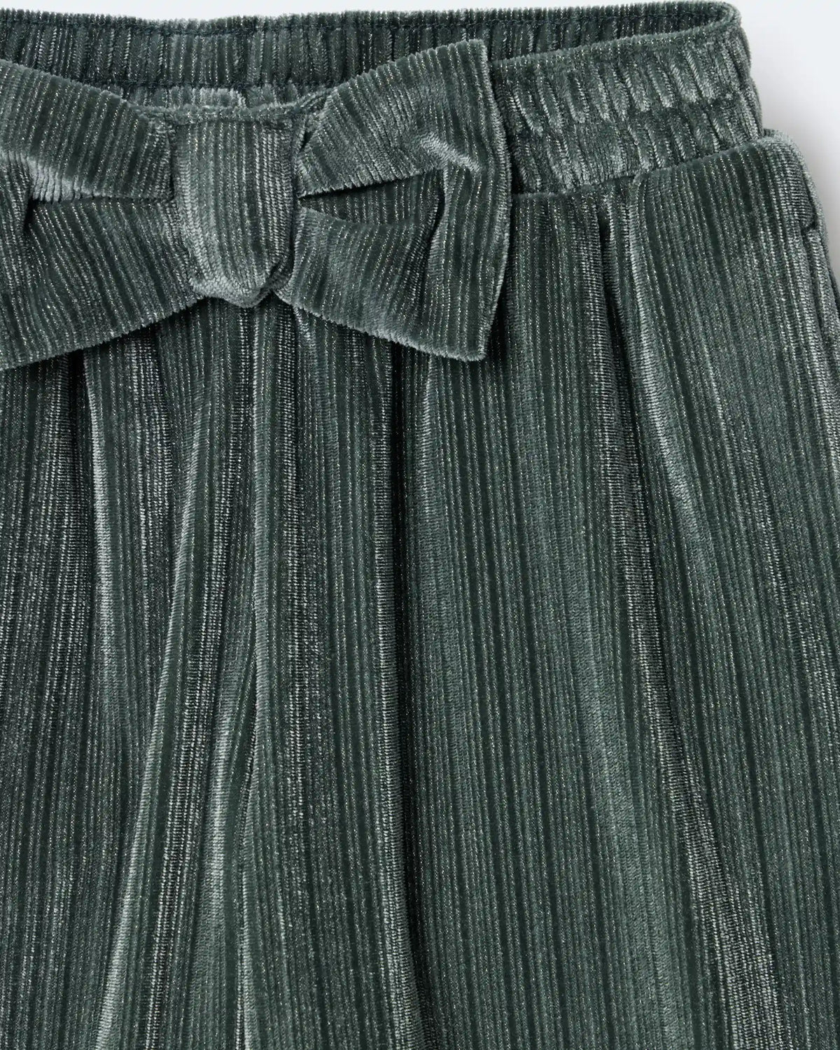Toddler Girl Velvety Wide-Leg Pant with Bow - Dark Green