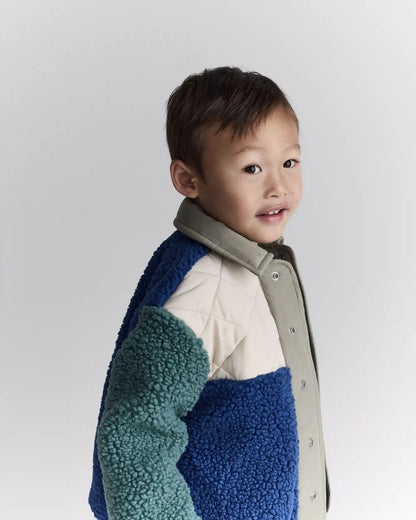Toddler Boy Colorblock Sherpa Jacket - Blue/Cream