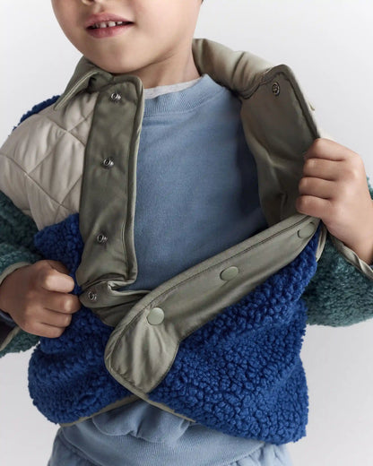 Toddler Boy Colorblock Sherpa Jacket - Blue/Cream