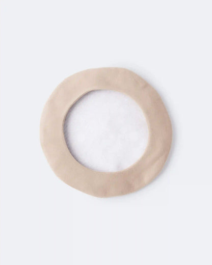 Toddler Girl Beret with Face Graphic - Tan