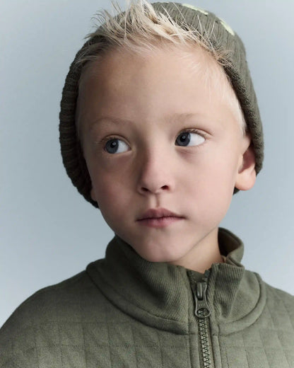Toddler Boy Quarter-Zip Sweatshirt with Pockets - Olive
