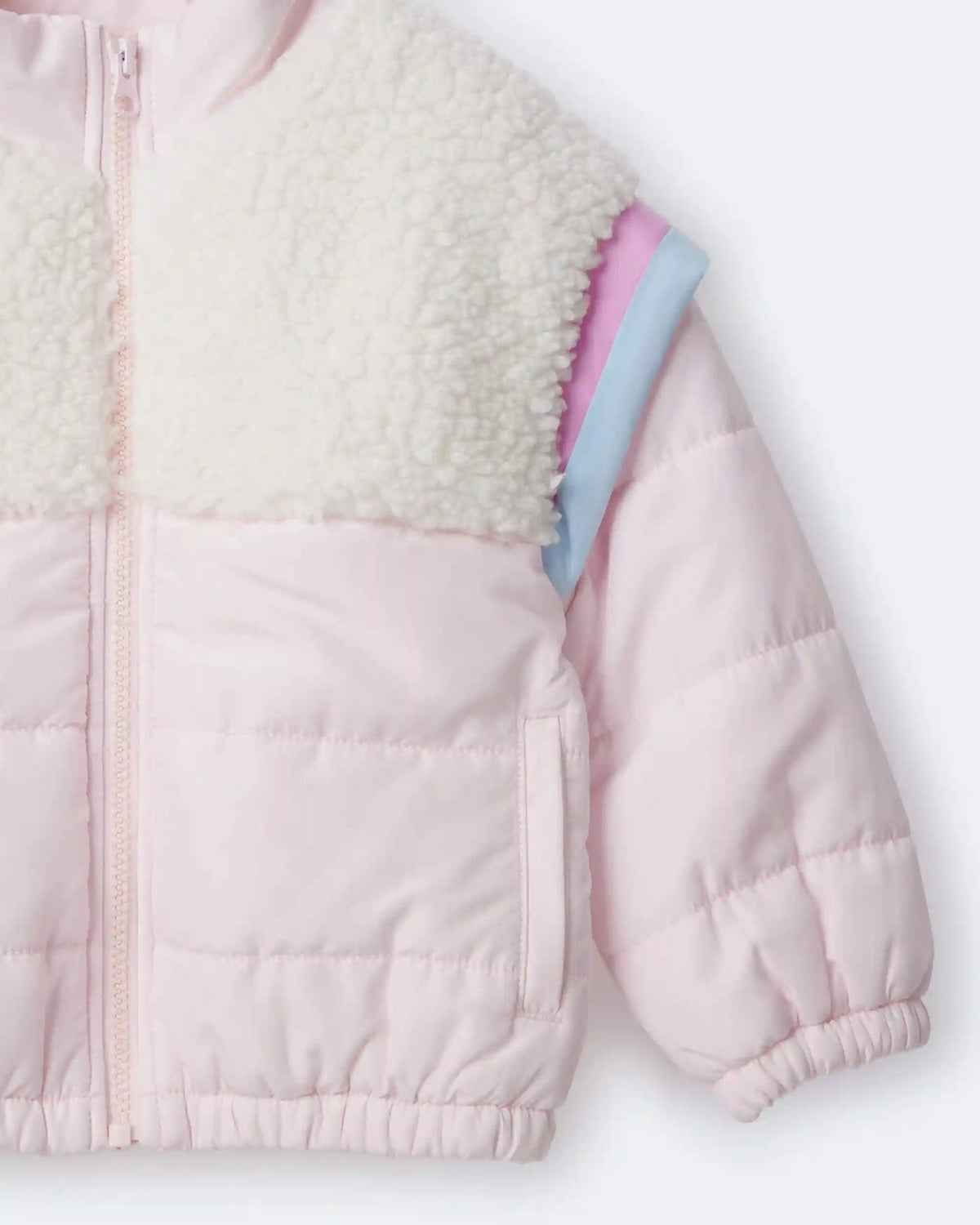 Toddler Girl Colorblock Zip-Up Jacket - Light Pink/Cream