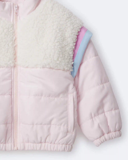Toddler Girl Colorblock Zip-Up Jacket - Light Pink/Cream