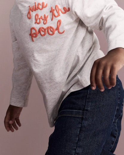 Toddler 'Juice By The Pool' Long-Sleeve Relaxed Graphic Tee - Heather Grey