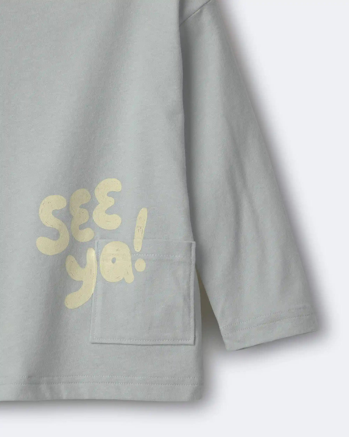 Toddler 'See Ya' Long-Sleeve Pocket Relaxed Graphic Tee - Light Blue