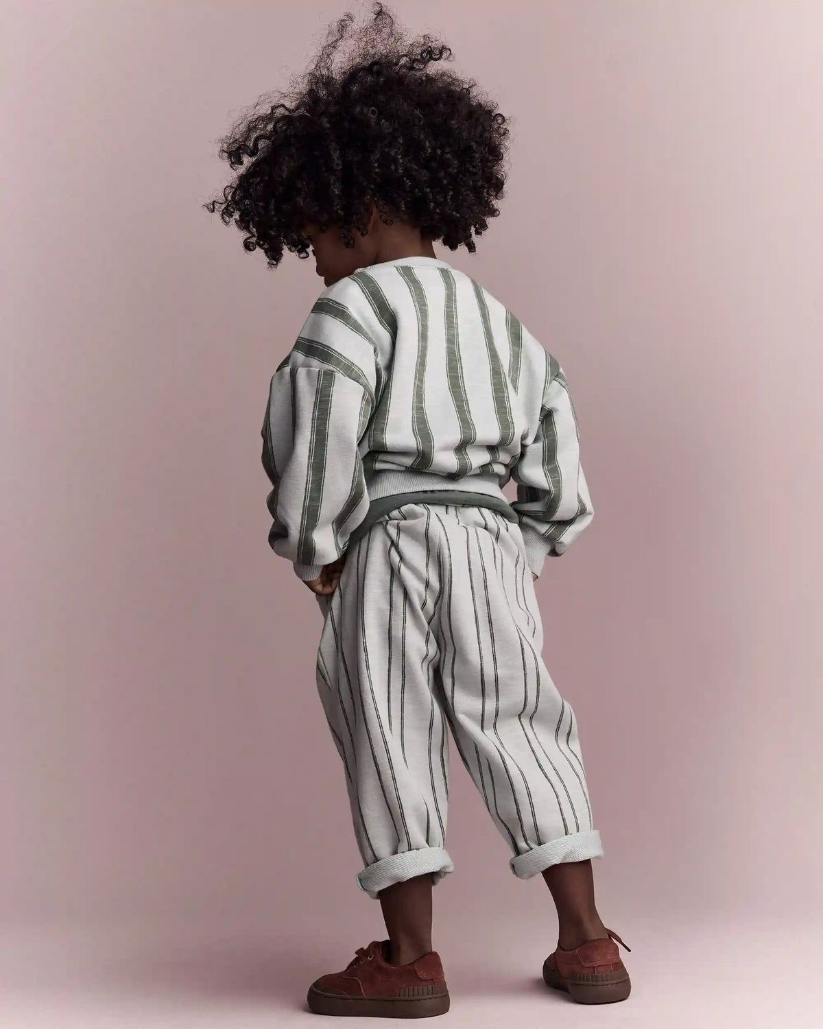 Toddler 'See Ya!' Striped Dolman-Sleeve Sweatshirt - Light Blue/Olive