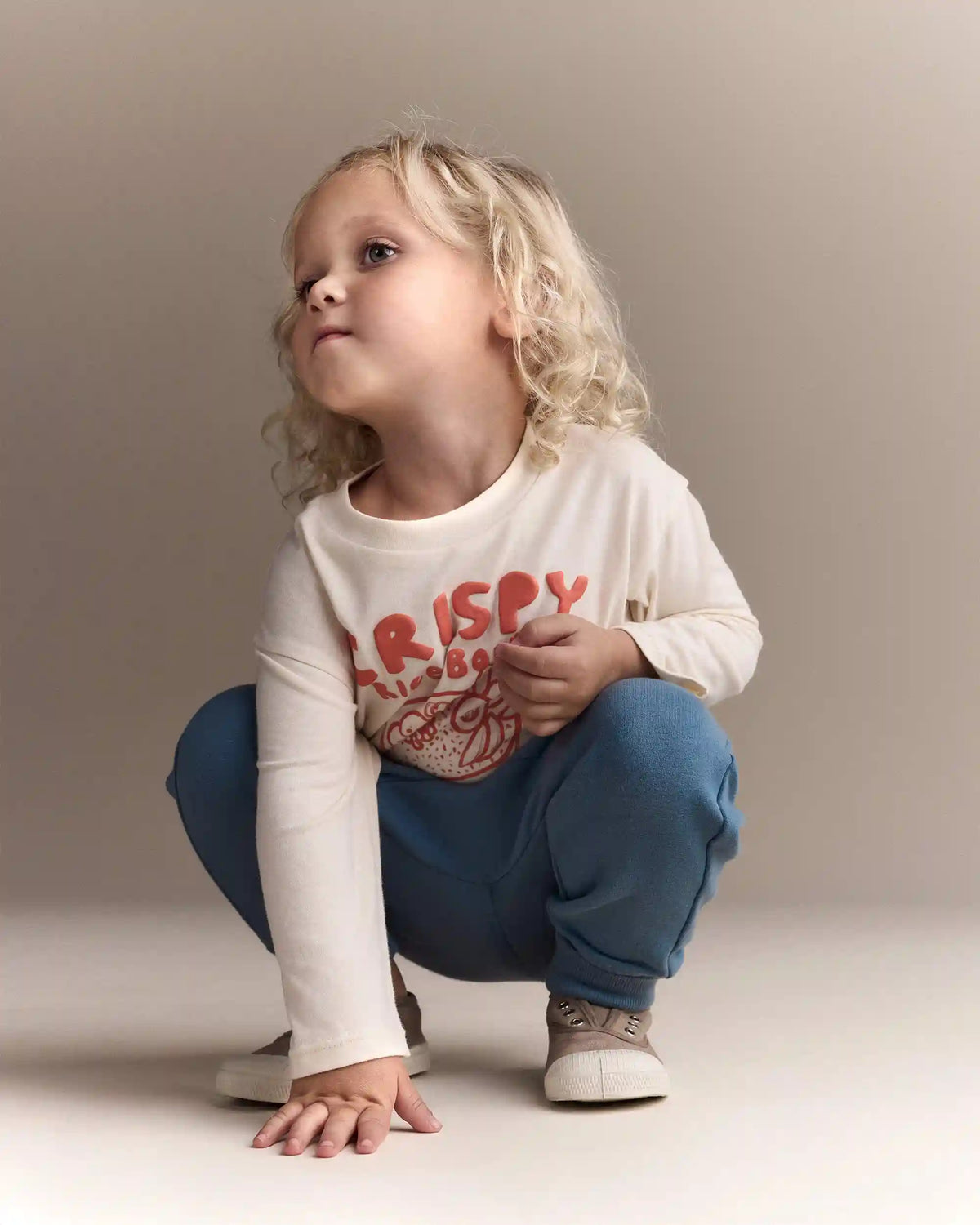 Toddler 'Crispy Rice Bowl' Long-Sleeve Relaxed Graphic Tee - Cream