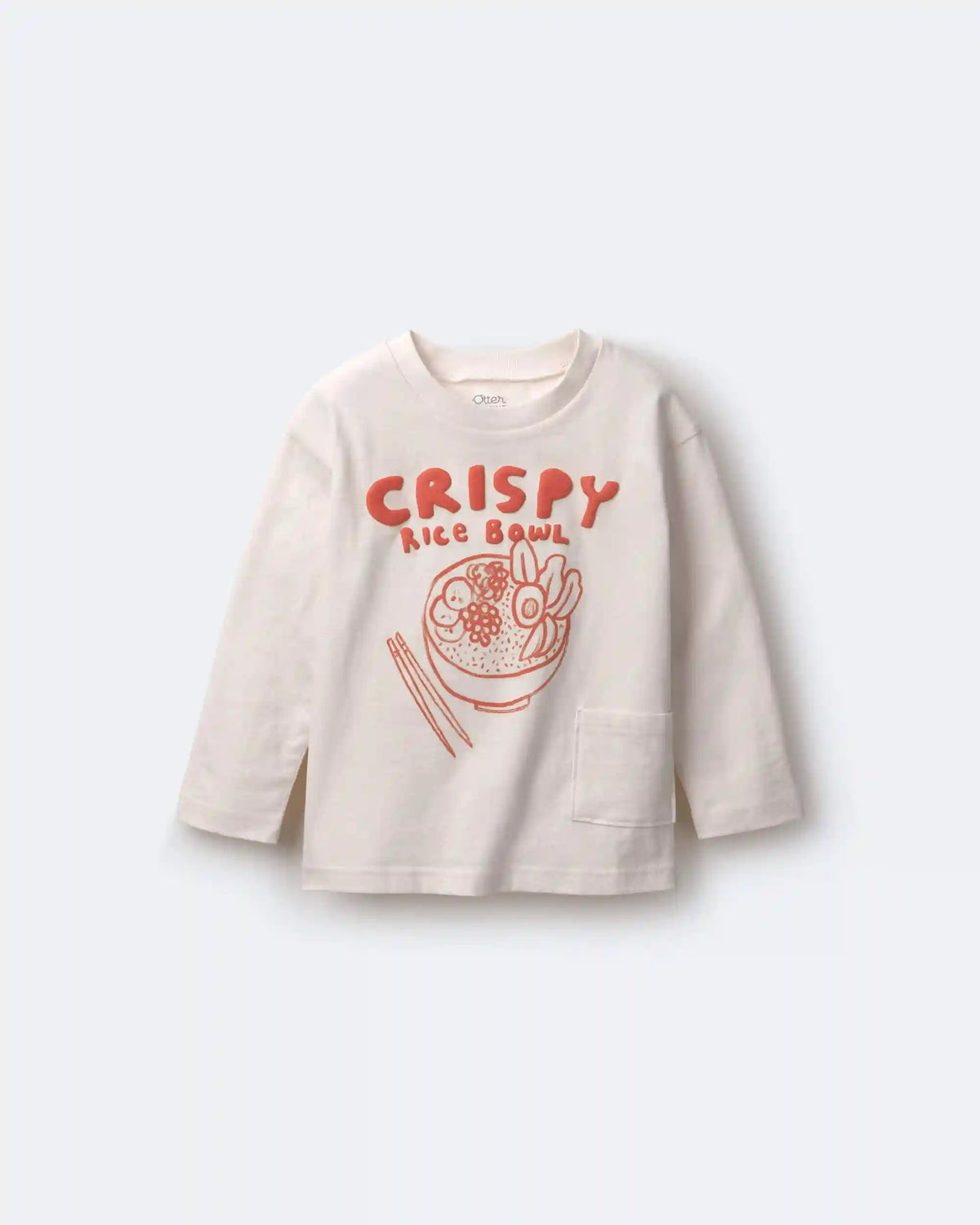 Toddler 'Crispy Rice Bowl' Long-Sleeve Relaxed Graphic Tee - Cream