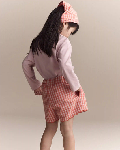 Toddler Girl Gingham Scalloped Shorts - Orange