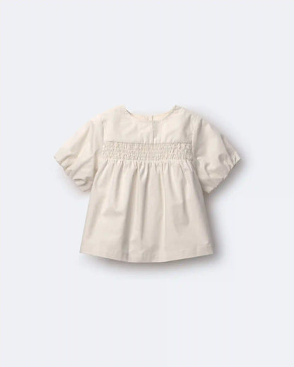Toddler Girl Smocked Bubble Sleeve Top - Cream