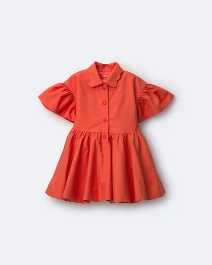 Toddler Girl Ruffle Collar Flowy Dress - Orange