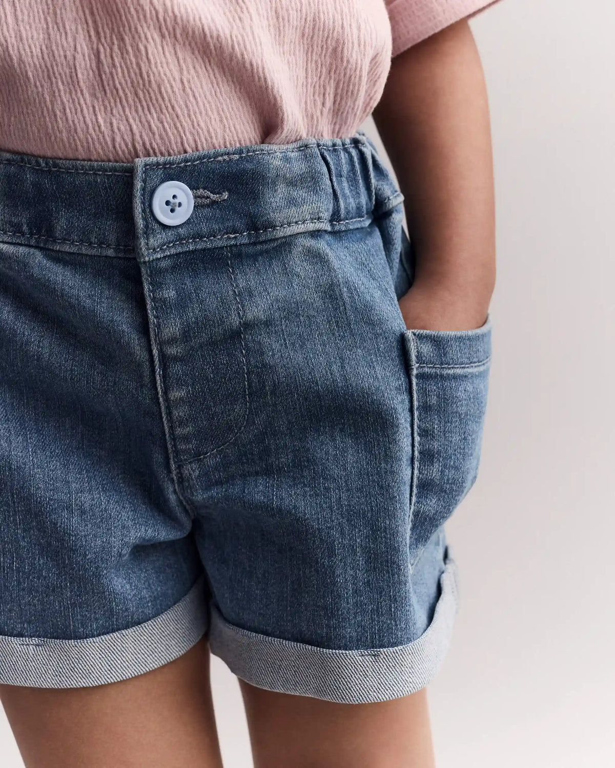 Toddler Girl Mom Shorts in Denim