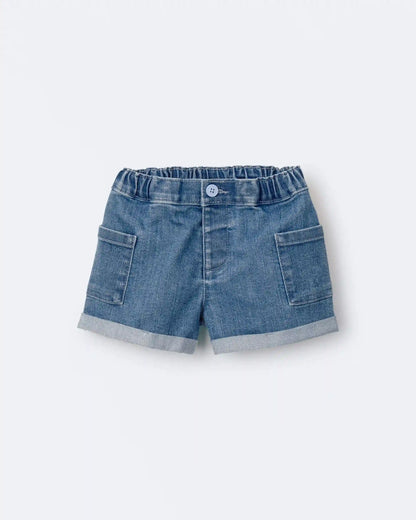 Toddler Girl Mom Shorts in Denim