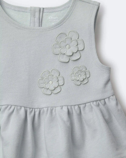 Toddler Girl Peplum Top in Floral Print - Light Blue