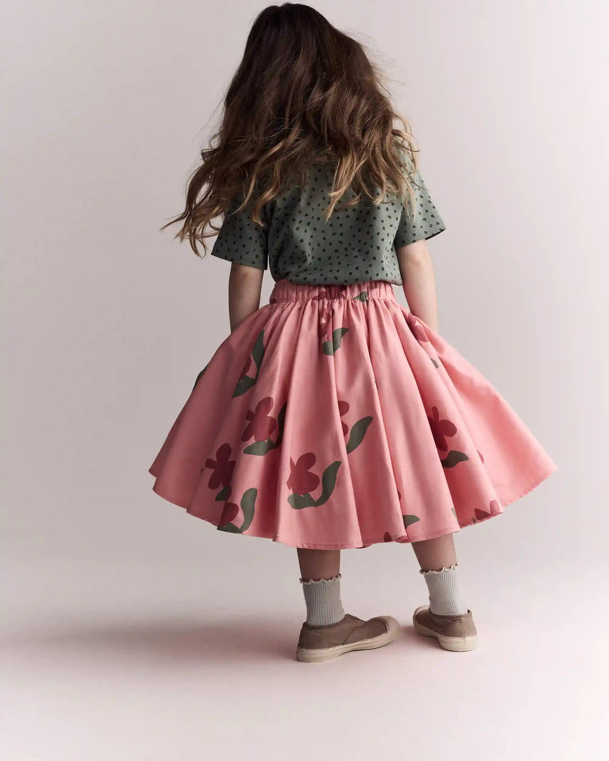 Toddler Girl Avenue Twirl™ Midi Skirt in Floral Print - Pink