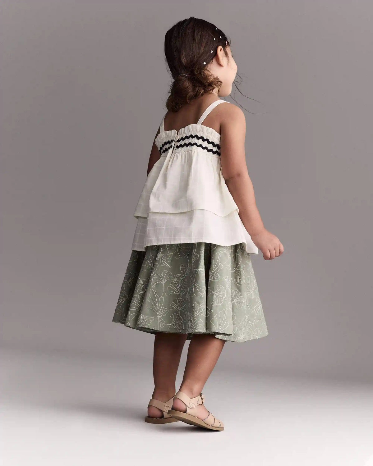 Toddler Girl Avenue Twirl™ Embroidered Midi Skirt in Floral Print - Green