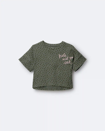 Toddler Girl 'Hide and Seek' High-Low Dolman Tee - Olive