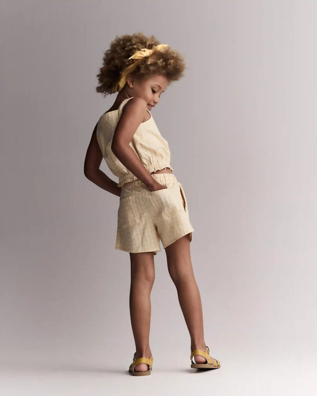 Toddler Girl Gingham Peplum Shorts - Yellow