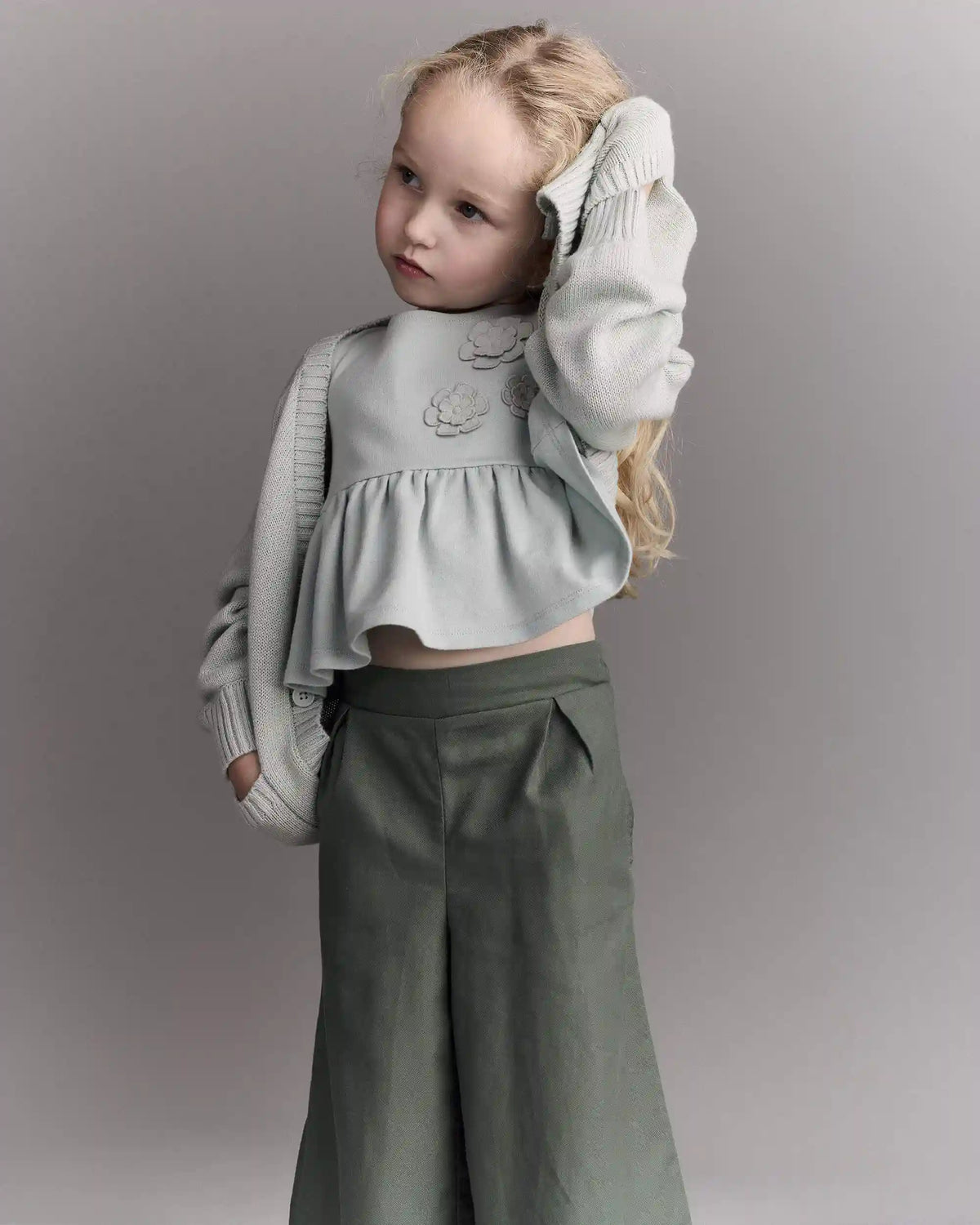 Toddler Girl Cardigan with Avenue Pockets - Light Blue