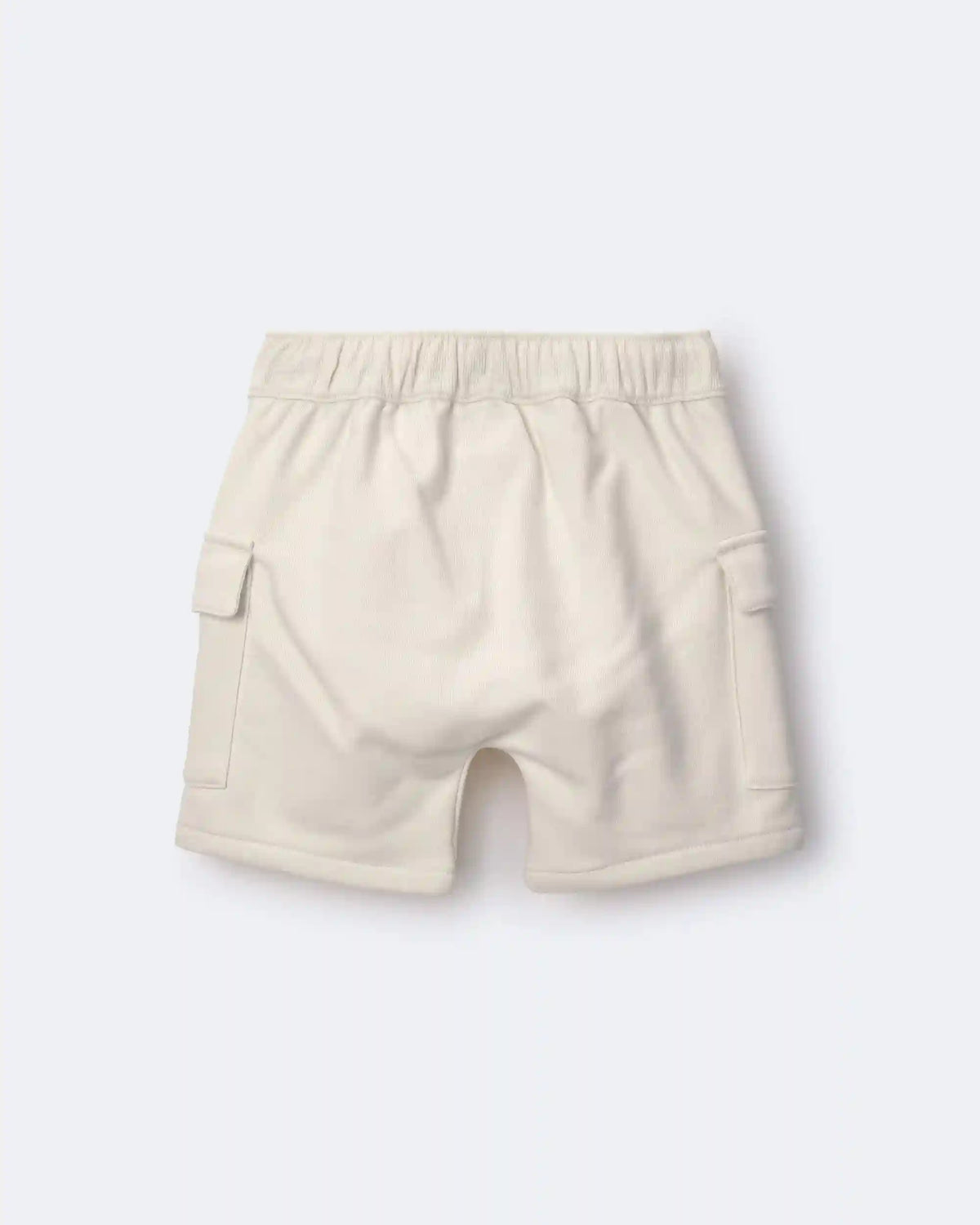Toddler Boy French Terry Cargo Short with Pockets - Cream