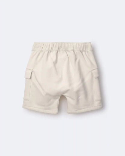 Toddler Boy French Terry Cargo Short with Pockets - Cream