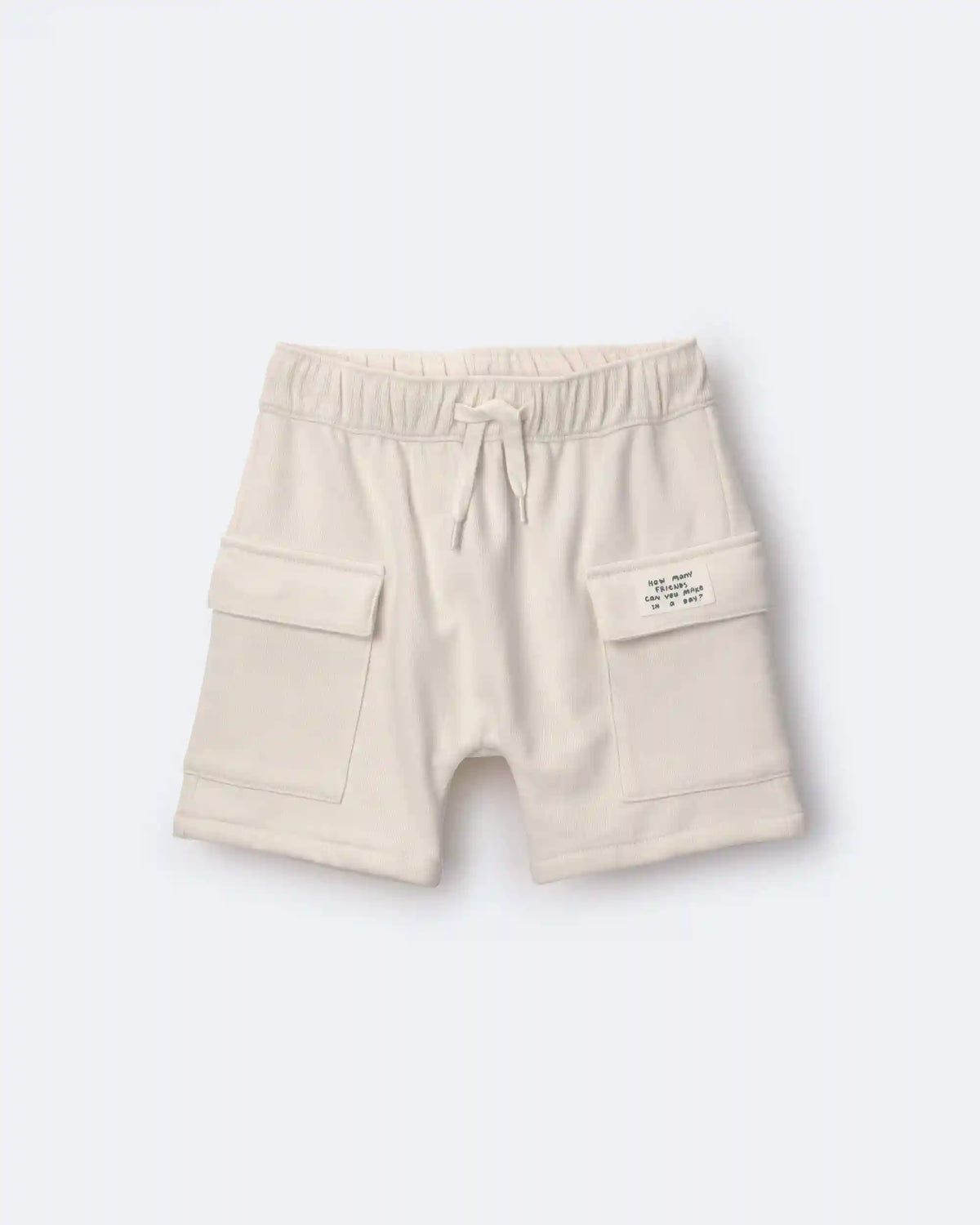 Toddler Boy French Terry Cargo Short with Pockets - Cream