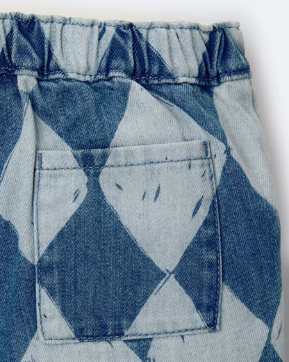 Toddler Boy Bermuda Shorts in Diamond Denim Print