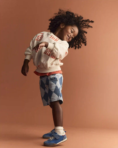 Toddler Boy Bermuda Shorts in Diamond Denim Print