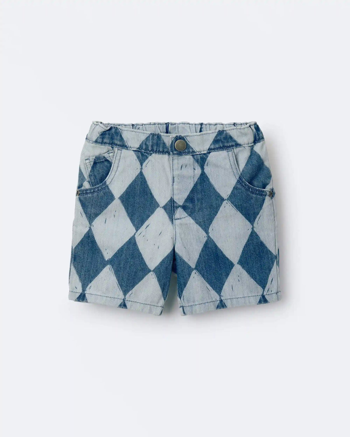 Toddler Boy Bermuda Shorts in Diamond Denim Print