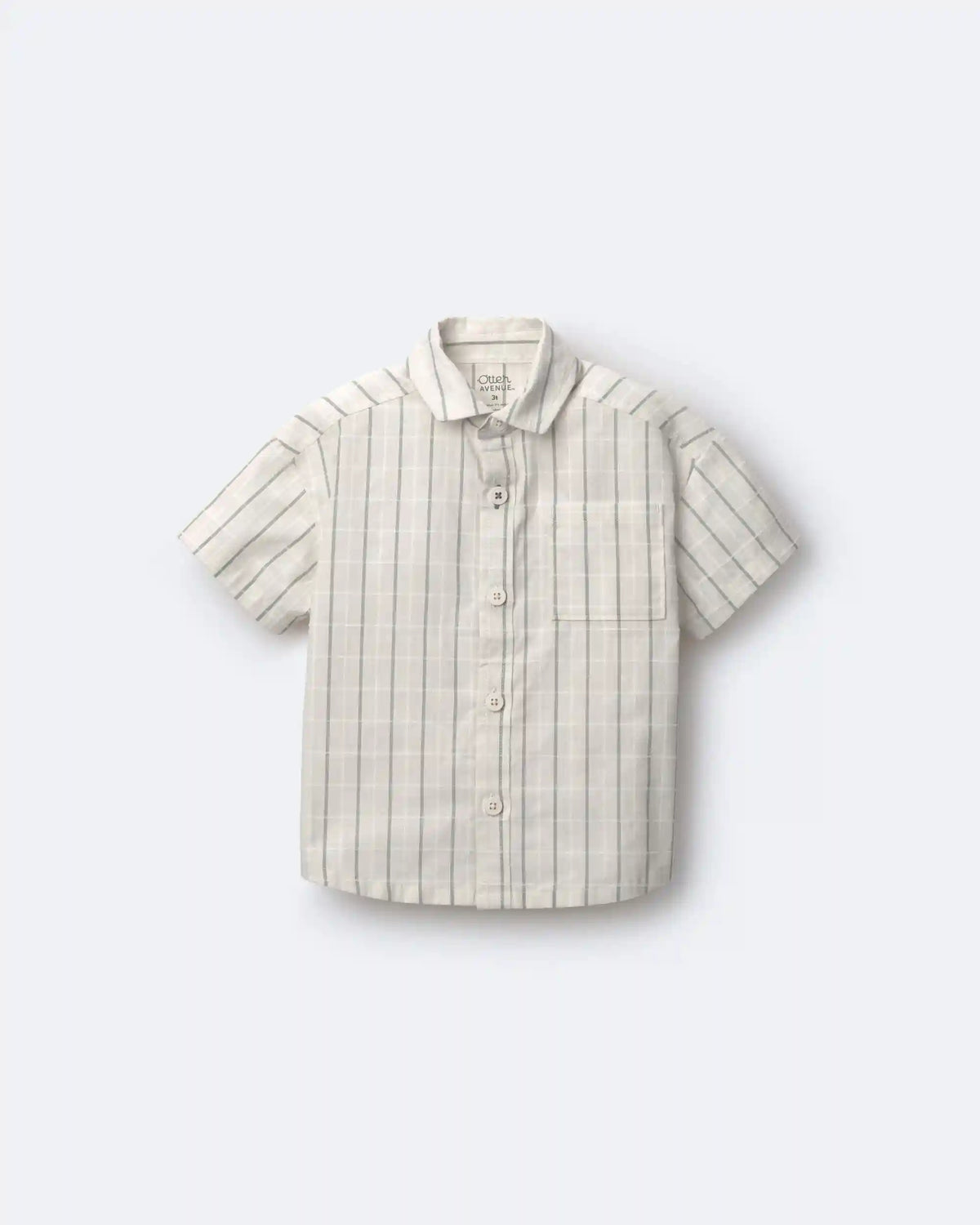 Toddler Boy Dobby Knit Button-Down Short-Sleeve Shirt - Cream