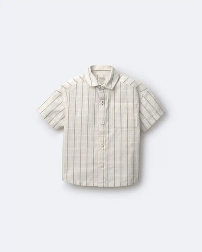 Toddler Boy Dobby Knit Button-Down Short-Sleeve Shirt - Cream