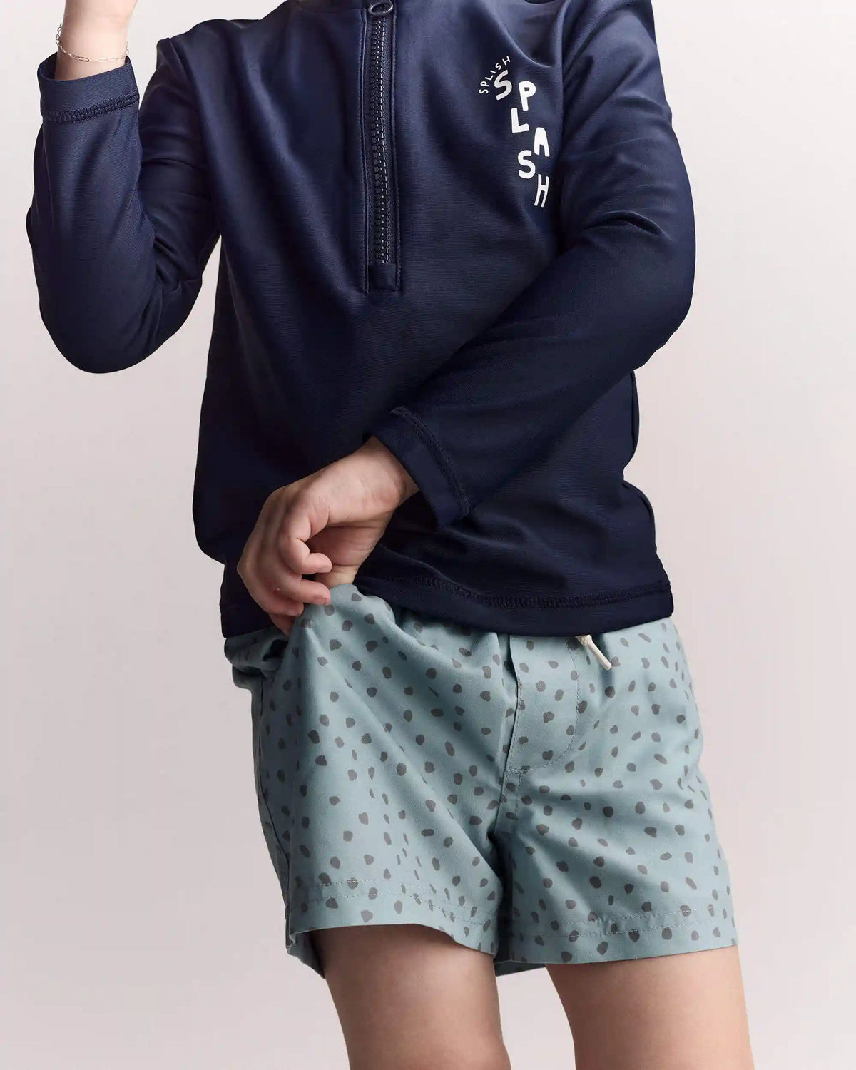 Toddler Boy 'Splish Splash' Half-Zip Long-Sleeve Rashguard - Navy