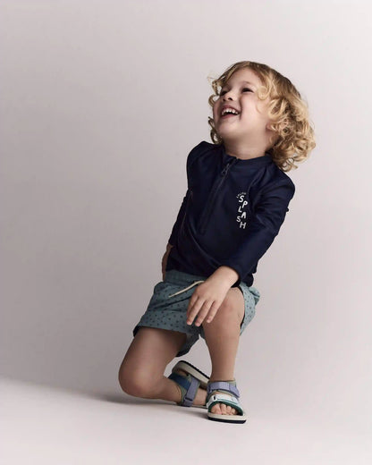 Toddler Boy 'Splish Splash' Half-Zip Long-Sleeve Rashguard - Navy
