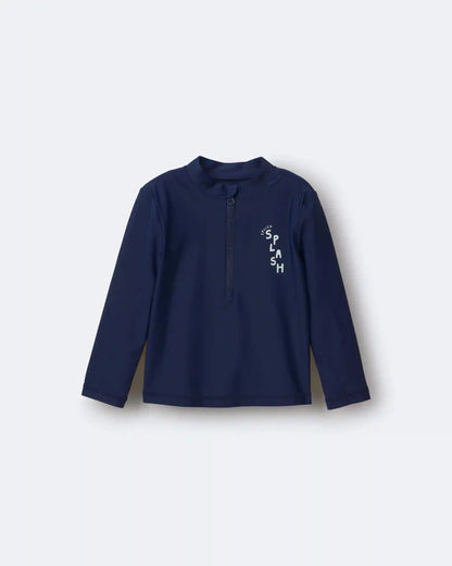 Toddler Boy 'Splish Splash' Half-Zip Long-Sleeve Rashguard - Navy