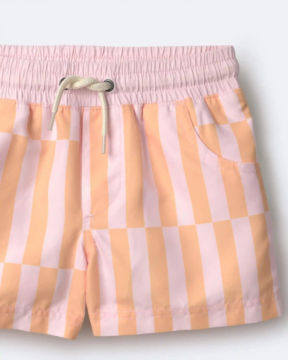 Toddler Boy Off-Center Stripe Swim Trunk - Light Pink/Orange