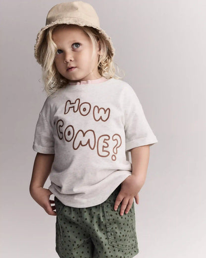 Toddler 'How Come' Rolled Cuff Tee - Heathered Grey