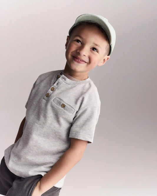 Toddler Boy Button-Front Tee - Grey