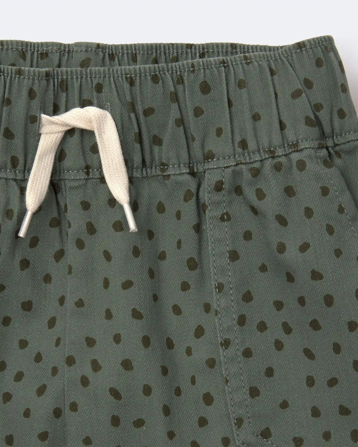 Toddler Standard Shorts with Pockets in Dot Print- Olive