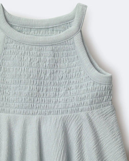 Toddler Girl Smocked Peplum Top - Light Blue